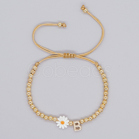 Golden Tone Daisy Braided Bead Bracelets WY1454-2-1