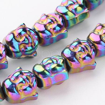 Buddha Head Electroplate Non-magnetic Synthetic Hematite Bead Strands G-L426-05C-1