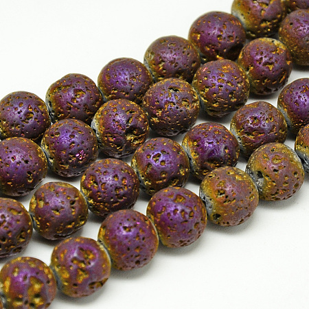 Electroplate Natural Lava Rock Beads Strands G-T058-03A-4MM-1