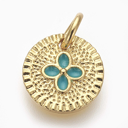 Brass Enamel Charms ZIRC-E152-31G-RS-1