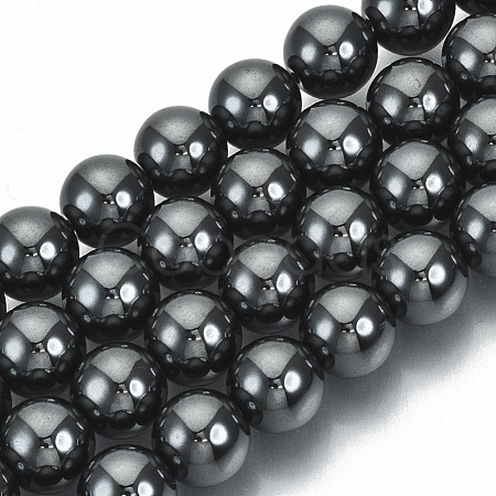 Non-magnetic Synthetic Hematite Beads Strands G-Q892-8mm-1