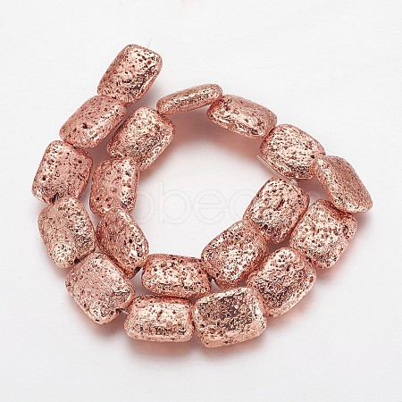 Electroplated Natural Lava Rock Beads Strands G-P400-08RG-02-1