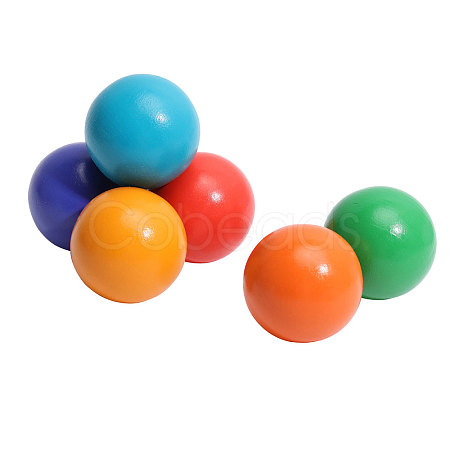 6 Colors Rainbow Color Wooden Ball Toys AJEW-WH0472-83B-1