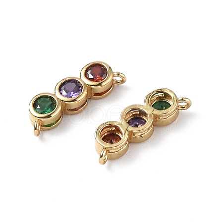 Brass Micro Pave Colorful Cubic Zirconia Connector Charms KK-E068-VF286-1