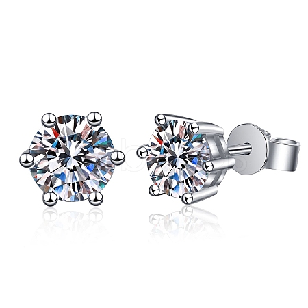 Anti-Tarnish 925 Sterling Silver with Moissanite Rhinestone Earrings AJEW-U007-09P-1