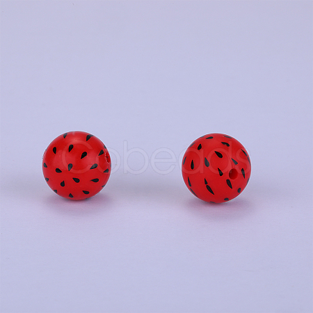 Printed Round Silicone Focal Beads SI-JX0056A-224-1