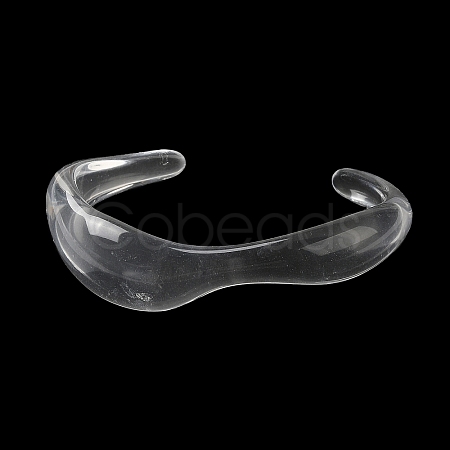 Transparent Acrylic Open Cuff Bangle for Women BJEW-A141-01B-1