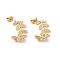 Ion Plating(IP) 304 Stainless Steel Olive Leaf Wrap Stud Earrings, Half Hoop Earrings for Women, Golden, 16.5x10mm, Pin: 0.7mm