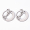 Non-Tarnish 201 Stainless Steel Pendants, Laser Cut Pendants, Flat Round with Smile, Stainless Steel Color, 20x18x1mm, Hole: 1.6mm