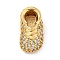 Brass Micro Pave Clear Cubic Zirconia Beads, Shoe, Real 18K Gold Plated, 15x7.5x6.5mm, Hole: 1.8mm