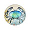 Glass Cabochons, Half Round with Ocean Theme, Lawn Green, Crab, 34.5x9.5mm