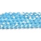 Opaque Solid Color Electroplate Glass Beads Strands, AB Color Plated, Faceted, Bicone, Deep Sky Blue, 4x4mm, Hole: 0.8mm, about 87~98pcs/strand, 12.76~14.61 inch(32.4~37.1cm)