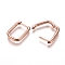 Brass Huggie Hoop Earrings, Rectangle, Rose Gold, 12 Gauge, 15.5x11.5x2mm, Pin: 1mm