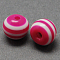 Round Striped Resin Beads, Medium Violet Red, 10x9mm, Hole: 1.8~2mm