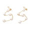 Sterling Silver Studs Earrings, with Natural Pearl, Jewely for Women, Real 18K Gold Plated, 101x7mm