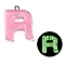 Luminous Resin Pendants, Glow in the Dark, with Platinum Plated Loop, Letter, Letter R, 21~24x5.5~28x5~5.5mm, Hole: 1.8mm