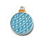 Winter Theme Alloy Enamel Pendants, Platinum, Round, 21.5x16.5x1.5mm, Hole: 1.8mm