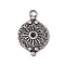 304 Stainless Steel Pendants, Flat Round with Sun, Antique Silver, 25.5x16x2.5mm, Hole: 2.8mm