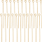 Beebeecraft Brass Eye Pins, for Jewelry Making, Real 18K Gold Plated, 21 Gauge, 40x0.7mm, Hole: 1.5mm, about 100pcs