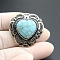 Alloy Buttons, with Synthetic Turquoise, Heart, Antique Silver, Turquoise, 29x30mm