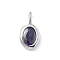 925 Sterling Silver Cubic Zirconia Oval Charms, Birthstone Charms with 925 Stamp, Silver Color Plated, Dark Slate Blue, 14.5x8x3mm, Hole: 3.5x2mm