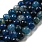 Faceted Natural Dragon Veins Agate Beads Strands, Round, Dyed & Heated, Prussian Blue, 12mm, Hole: 1.6mm, about 31pcs/strand, 14.76''(37.5cm)