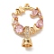 Brass Micro Pave Cubic Zirconia Fold Over Clasps, Ring with Butterfly, Real 18K Gold Plated, Pink, 27mm