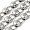 Non-Tarnish 304 Stainless Steel Texture Flat Round Link Chains, Unwelded, Stainless Steel Color, Flat Round: 8x5.5mm, Ring: 8x1mm