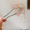 Butterfly Alloy Enamel Hair Forks, Plastic Imitation Pearl Beads Tassel Hair Accessories for Women Girls, Misty Rose, 200mm