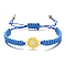 Alloy Cord Bracelets, with Wax Cord, Royal Blue, Inner Diameter: 2-3/8 inch(6cm)