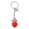 Resin & Alloy & Glass Keychain, with Iron Findings, Flower Angel, Key, 8.5cm, Key: 14x15x2.5mm