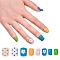 Nail Art Sets, with 24pcs Plastic Nail Tips, 24pcs Double Side Jelly Nail Glue , Colorful, 14.5~23x7~14mm, about 24pcs/set