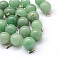 Round Natural Green Aventurine Pendants, with Platinum Tone Brass Findings, 17~19x13~14mm, Hole: 2x7mm