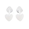 Porcelain Stud Earrings, Heart, White, 5.8x5.8mm