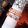 5Pcs 5 Styles Halloween Synthetic Non-magnetic Hematite & Polymer Clay Beaded Stretch Bracelet Sets BJEW-JB10733-3