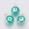 Double-sided Platinum Plated Alloy Enamel Charms X-ENAM-WH0046-B-M-3