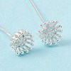 Brass Micro Pave Clear Cubic Zirconia Flower Head Pins KK-G413-02S-5