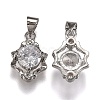 Brass Micro Pave Clear Cubic Zirconia Pendants ZIRC-Z013-09P-2