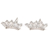 Crown Brass Micro Pave Cubic Zirconia Stud Earrings EJEW-L270-21P-1