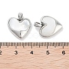 Brass Pave Natural Shell Heart Charms KK-C051-24P-3