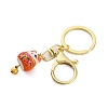 Fortune Cat Porcelain Pendant Keychain KEYC-G064-02A-2