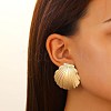 Shell Shape Alloy Stud Earrings for Women EJEW-A112-06KCG-1