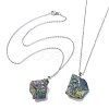 Natural Mixed Gemstone Nugget Pendant Necklace with 304 Stainless Steel Chains NJEW-JN04385-2