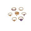 7Pcs Alloy Rhinestone Plain Band Rings PW-WGC2D76-01-5