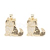 Brass Micro Pave Clear & Black Cubic Zirconia Pendants KK-D067-11G-RS-1