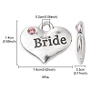 Wedding Theme Antique Silver Tone Tibetan Style Heart with Bride Rhinestone Charms TIBEP-YW0001-37A-4