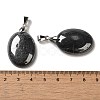 Natural Black Stone Pendants G-Z055-03P-15-3