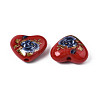 Flower Printed Opaque Acrylic Heart Beads SACR-S305-28-I01-3