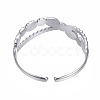 304 Stainless Steel Criss Cross Open Cuff Ring RJEW-T023-71P-2