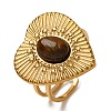 Oval Natural Tiger Eye Finger Rings RJEW-Q822-21G-02-1